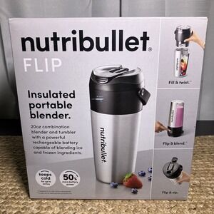 New! Nutribullet Flip Insulated Portable Blender in Brushed Stainless Steel